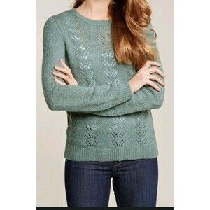 FatFace Sweater Women's Size 14 (UK 18) Green Jumper Crewneck Wool Blend EUC